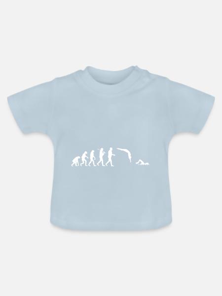 Schwimmer Shirt · Darwins Evolution · Geschenk - Baby Bio-T-Shirt mit Rundhals - Hellblau