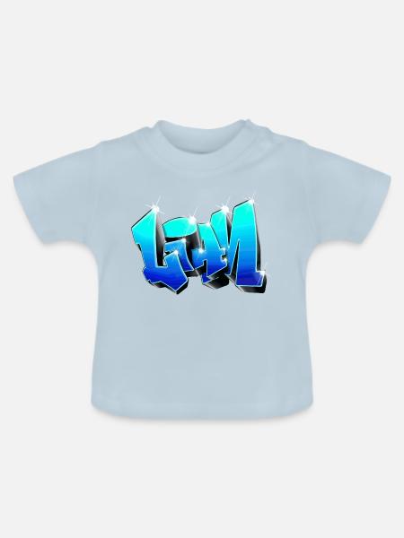 LIAM Graffiti Blue - Baby Bio-T-Shirt mit Rundhals - Hellblau