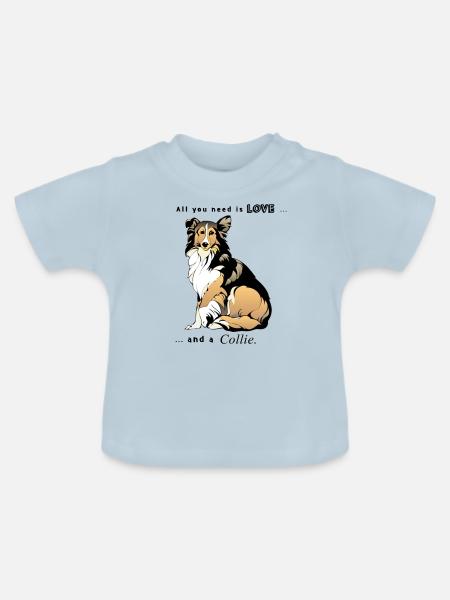 collie - Baby Bio-T-Shirt mit Rundhals - Hellblau