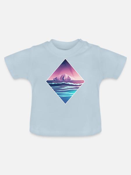Ozean Vaporwave - Baby Bio-T-Shirt mit Rundhals - Hellblau