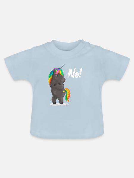 Verärgerter Regenbogen-Pony mit Witz - Baby Bio-T-Shirt mit Rundhals - Hellblau