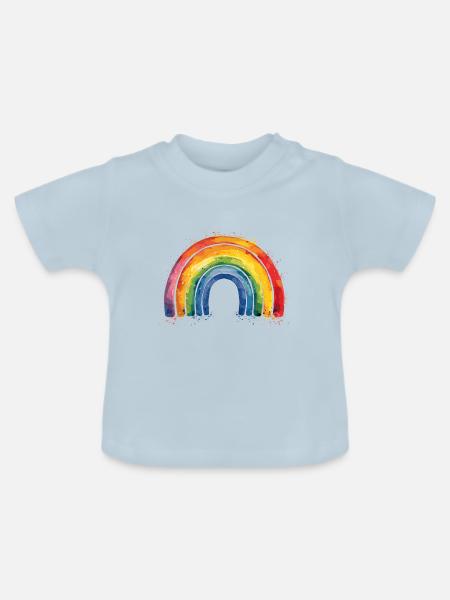 Regenbogen pride - Baby Bio-T-Shirt mit Rundhals - Hellblau