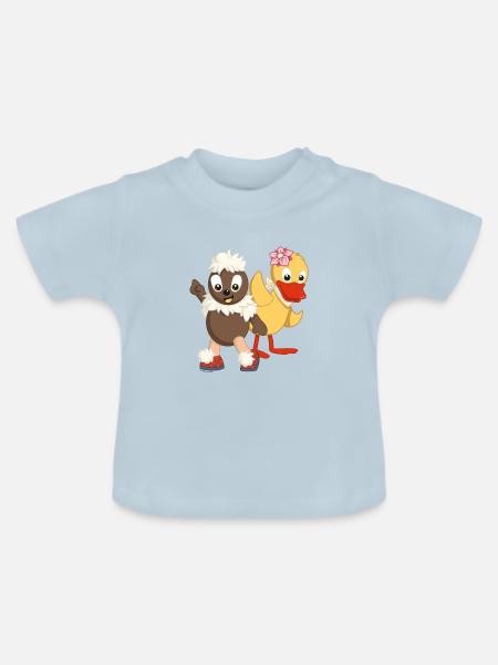 Pittiplatsch & Schnatterinchen - Baby Bio-T-Shirt mit Rundhals - Hellblau