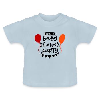 Baby Shower Dusche Party Niedlich Süss Säugling - Baby Bio-T-Shirt mit Rundhals - Hellblau - Vorne