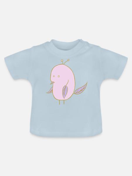 Blätter Vogel - Baby Bio-T-Shirt mit Rundhals - Hellblau