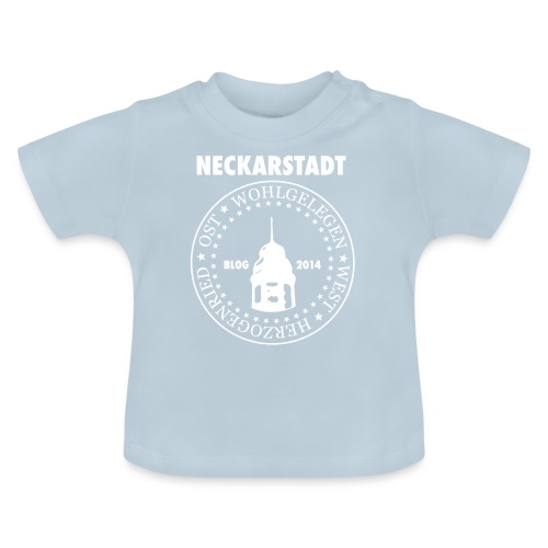 Neckarstadt – Blog seit 2014 (Logo hell) - Baby Bio-T-Shirt mit Rundhals
