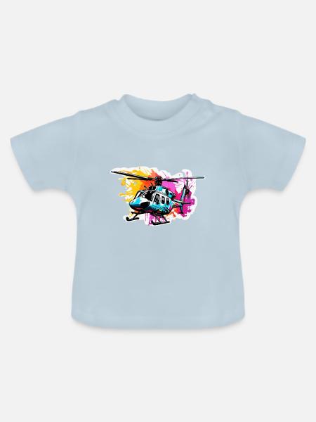 Helikopter / Hubschrauber / fliegen / Luftfahrt - Baby Bio-T-Shirt mit Rundhals - Hellblau