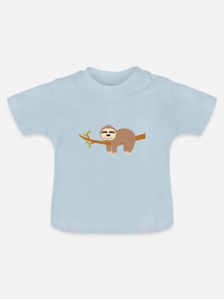 Faultier - Baby Bio-T-Shirt mit Rundhals - Hellblau