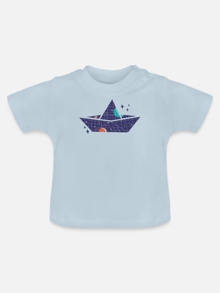 Weltraum Papierschiff - Baby Bio-T-Shirt mit Rundhals - Hellblau