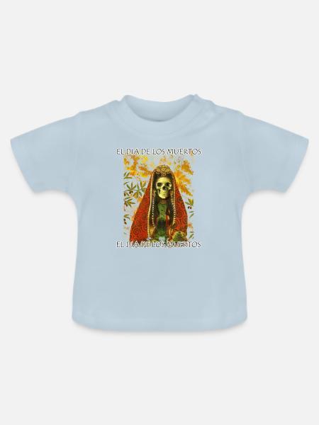 El Dia De Los Muertos Skelett Design - Baby Bio-T-Shirt mit Rundhals - Hellblau