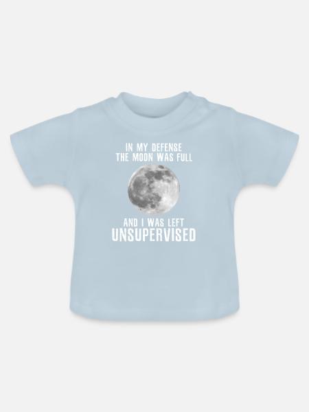 Mond - Vollmond Werwolf - Baby Bio-T-Shirt mit Rundhals - Hellblau