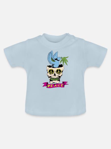 Peace Geschenk - Baby Bio-T-Shirt mit Rundhals - Hellblau
