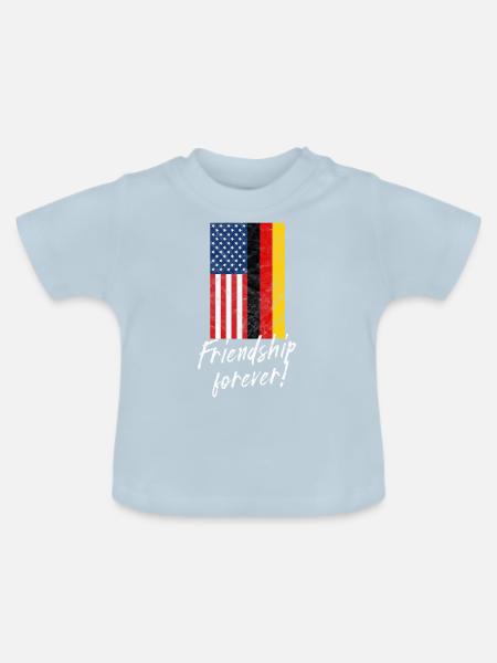 Deutschland USA Friendship Forever Freundschaft - Baby Bio-T-Shirt mit Rundhals - Hellblau