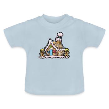 Maison de pain d'épice de Noël Nicolas - T-shirt bio col rond Bébé - bleu clair - Devant
