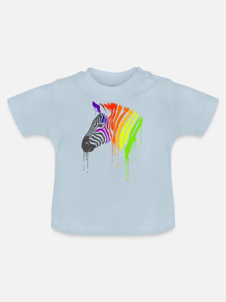 Regebnbogen Zebra - Baby Bio-T-Shirt mit Rundhals - Hellblau