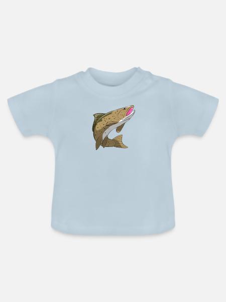 Forelle Bachforelle Regenbogenforelle Meerforelle - Baby Bio-T-Shirt mit Rundhals - Hellblau