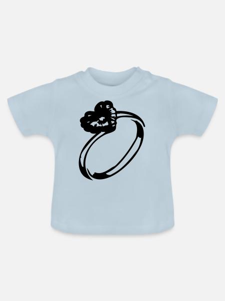 Herz-Diamant-Ring - Baby Bio-T-Shirt mit Rundhals - Hellblau