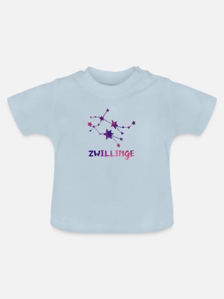 zwillinge Zwilling - Baby Bio-T-Shirt mit Rundhals - Hellblau