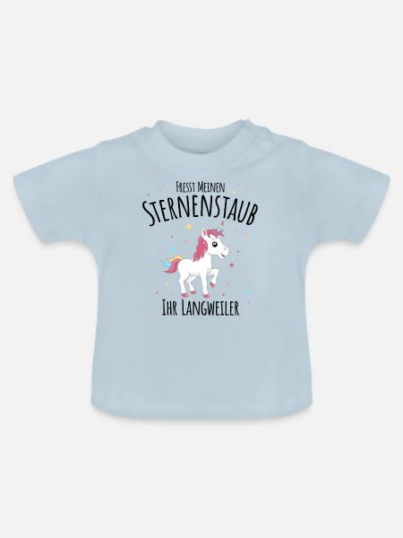 Lustiges Einhorn Fresst Sternenstaub Langweiler - Baby Bio-T-Shirt mit Rundhals - Hellblau