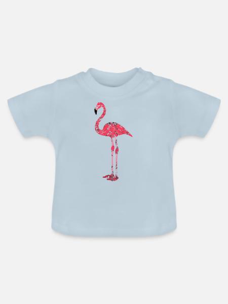 Pinker Flamingo - Baby Bio-T-Shirt mit Rundhals - Hellblau