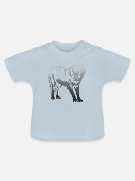 Wolf in Silber - Baby Bio-T-Shirt mit Rundhals - Hellblau