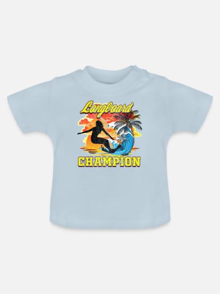 Surf Longboard CHAMPION - Baby Bio-T-Shirt mit Rundhals - Hellblau