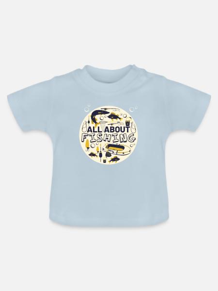 All about fishing - Baby Bio-T-Shirt mit Rundhals - Hellblau