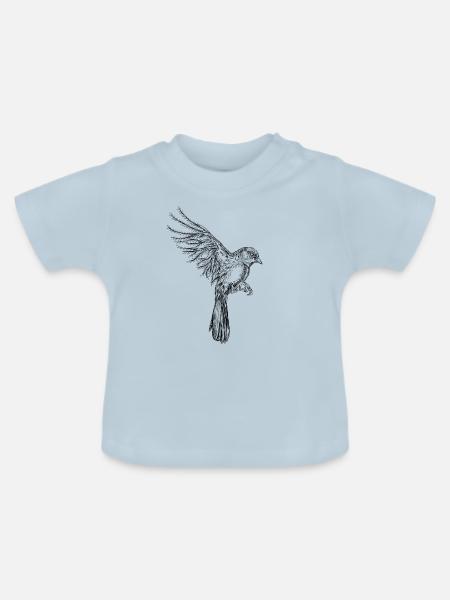 Spatz und Wald - Baby Bio-T-Shirt mit Rundhals - Hellblau