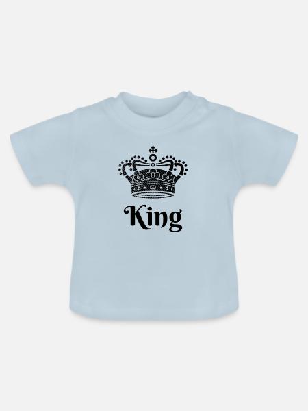 King Queen Partnerlook - Baby Bio-T-Shirt mit Rundhals - Hellblau