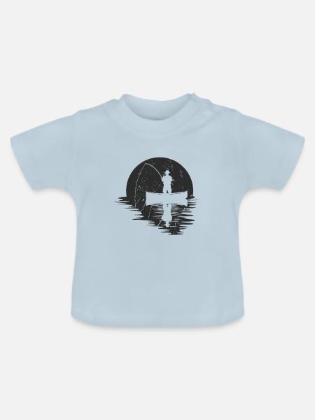 Vollmond Angler - Baby Bio-T-Shirt mit Rundhals - Hellblau