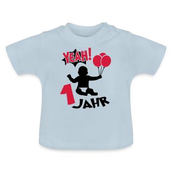 Baby Geburtstag Birthday 12 Monate 1 Jahr Ein Jahr - Baby Bio-T-Shirt mit Rundhals - Hellblau - Vorne