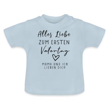 1. Vatertag - Erster Vatertag - Papa - Newborn - Baby Bio-T-Shirt mit Rundhals - Hellblau - Vorne