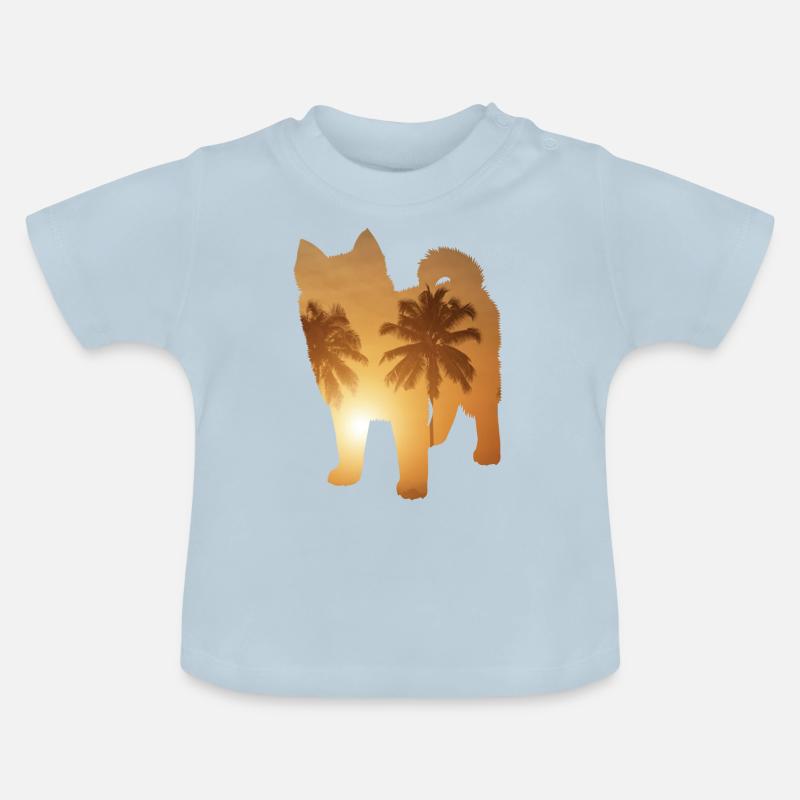 Plage d’été - Pomsky - T-shirt bio col rond Bébé - bleu clair