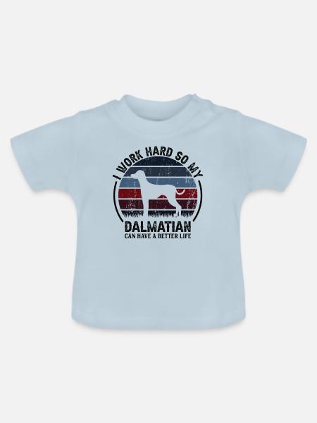 Arbeiten Hart - Retro Dalmatianer - Baby Bio-T-Shirt mit Rundhals - Hellblau