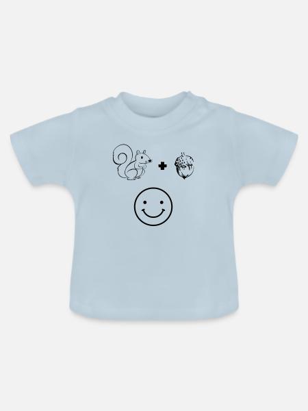 Niedliches Eichhörnchen + Eichhörnchen = - Baby Bio-T-Shirt mit Rundhals - Hellblau