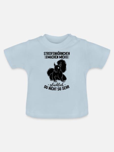 Streifenhörnchen machen mich glücklich - - Baby Bio-T-Shirt mit Rundhals - Hellblau