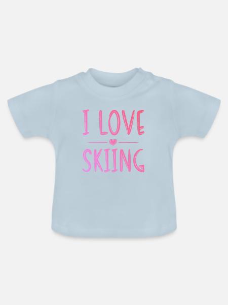 Ich liebe Skiing - Baby Bio-T-Shirt mit Rundhals - Hellblau