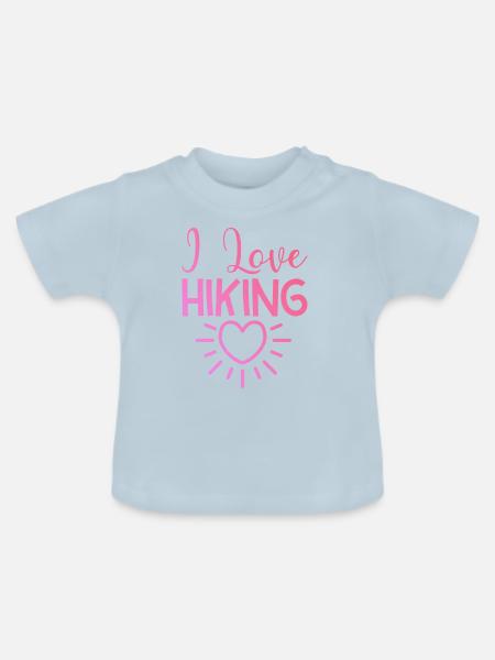 Ich liebe Hiking - Baby Bio-T-Shirt mit Rundhals - Hellblau