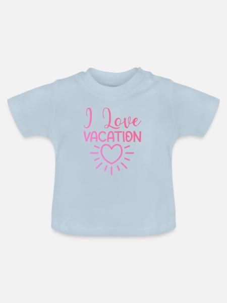 Ich liebe Urlaub - Baby Bio-T-Shirt mit Rundhals - Hellblau