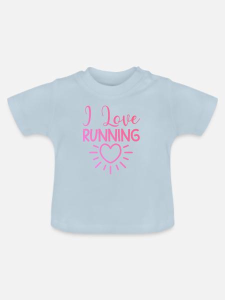 Ich liebe Rennen - Baby Bio-T-Shirt mit Rundhals - Hellblau