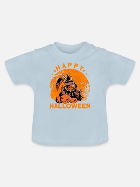 Happy Halloween - Baby Bio-T-Shirt mit Rundhals - Hellblau