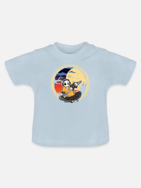 Halloween Skeleton Gamer Playing Videogame - Baby Bio-T-Shirt mit Rundhals - Hellblau