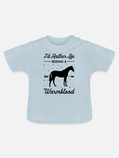 Reiten Eines Warmblütigen Pferdes - Baby Bio-T-Shirt mit Rundhals - Hellblau