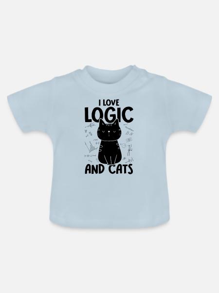 Ich Liebe Katzen - Logik - Baby Bio-T-Shirt mit Rundhals - Hellblau