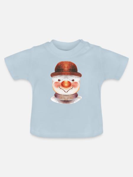 Schneemann - Baby Bio-T-Shirt mit Rundhals - Hellblau