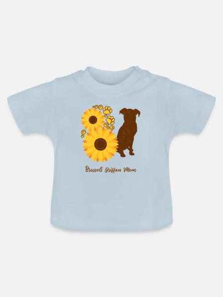 Sonnenblumenmutter - Brüsseler Griffon - Baby Bio-T-Shirt mit Rundhals - Hellblau