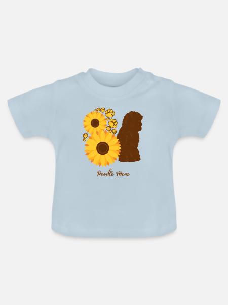 Sonnenblumenmutter - Pudel - Baby Bio-T-Shirt mit Rundhals - Hellblau