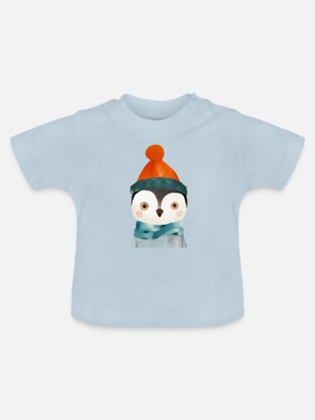 Niedlicher Pinguin - Baby Bio-T-Shirt mit Rundhals - Hellblau