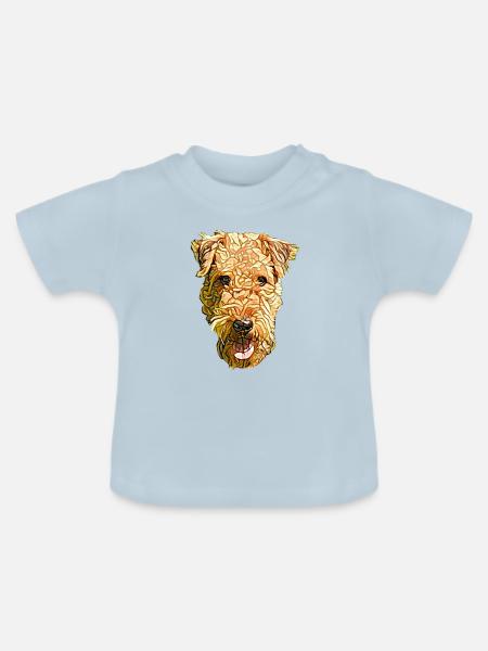 Airedale Terrier Gesicht - Baby Bio-T-Shirt mit Rundhals - Hellblau