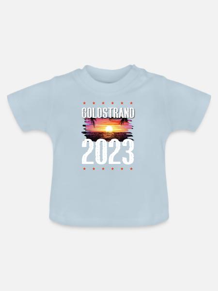 Goldstrand 2023 - Baby Bio-T-Shirt mit Rundhals - Hellblau